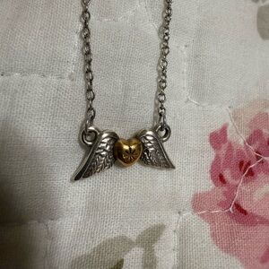Brighton Silver and Gold Winged Heart Necklace,, with extra charm